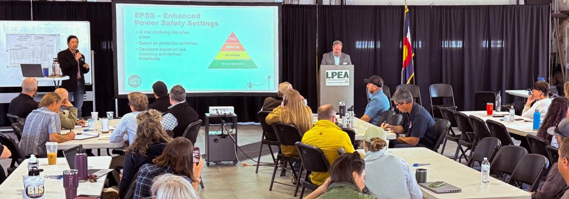 People gather to discuss fire safety measures